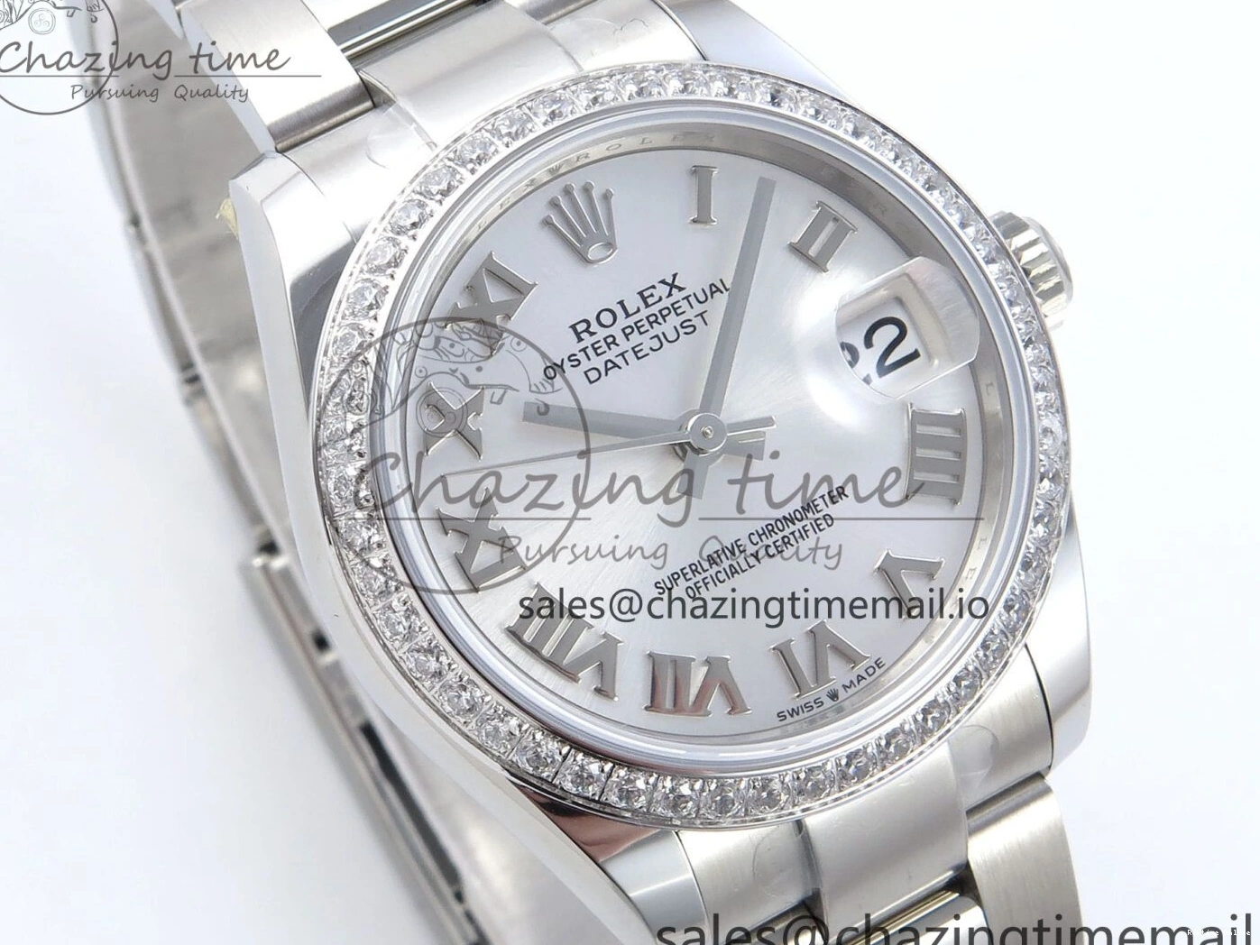 0511 Contemporary DateJust 31 278384RBR ARF 1:1 Best Edition 904L Steel Silver Roman Dial Diamonds Bezel on SS Oyster Bracelet ETA 423
